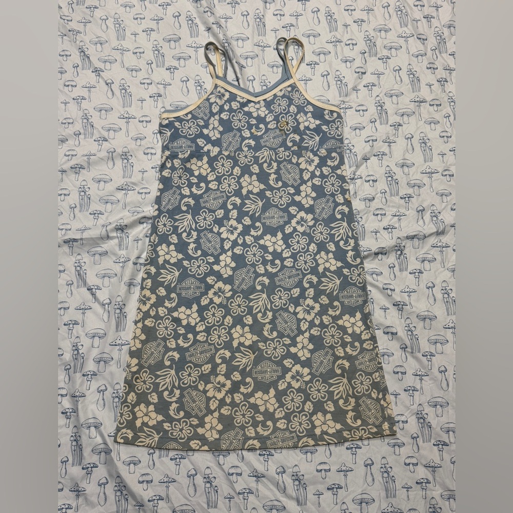 Harley-Davidson Blue and Cream Dress - Fabric Use Only